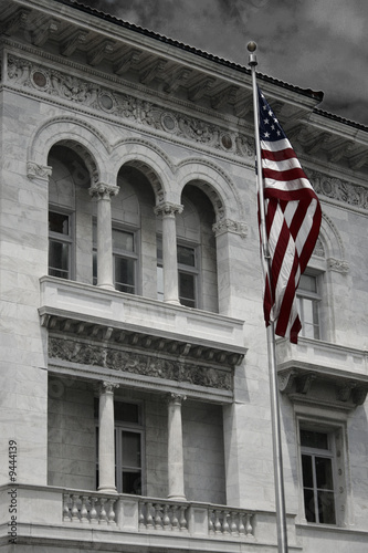 Photo: Building and Flag Building and Flag
