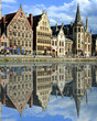 gabled houses along a canal  in Gent,  Belgium