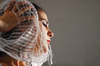 Portrait of young hispanic woman looking desperate