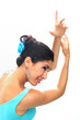 Portrait of young hispanic flamenco dancer girl isolated