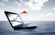 Goldfish jump out of the monitor at ocean