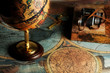 Old fashioned objects on the vintage map
