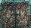 fine detail of green ancient door fine detail of green ancient door