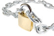 Padlock and a chain isolated on a white background