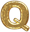 Golden font. Letter Q.