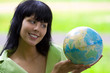 brunet bisnesswoman with global