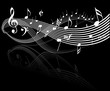 Music theme - white notes on black background Music theme - white notes on black background