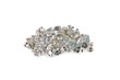a group of mixed faceted white stones on a white background