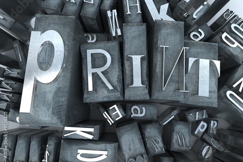 Illustration: heap of letter cases forming the word print heap of letter cases forming the word print