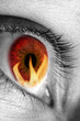 Red eye refecting fire
