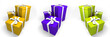 three Big green gift boxes with a white ribbons three Big green gift boxes with a white ribbons