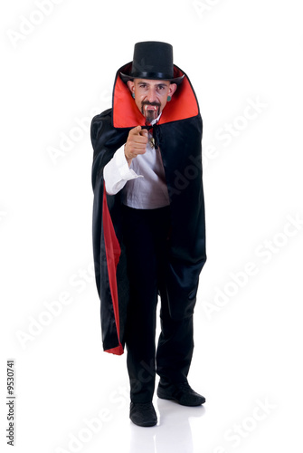Halloween fun en creepy Count Dracula pointing at you