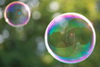 Reflections on colorful bubble surface