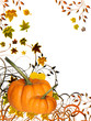 Illustration: Orange pumpkins with fall foliage Orange pumpkins with fall foliage