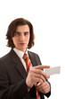 Young handsome man on white isolated background