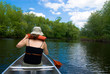Idyllic canoeing on a gentle stream