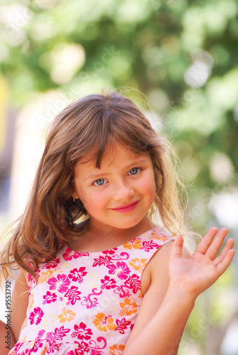 Photo: A girl with long hair, blue eyes, in the summer . A girl with long hair, blue eyes, in the summer .