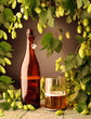 Retro beer with natural hops decoration