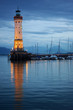 The lighthouse of Lindau, Germany,  by night