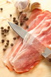 Ham, knife, pepper and garlic
