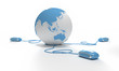 Blue and white Earth Globe oriented to Asia 02
