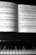 The keyboard of the piano and old notes