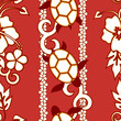 Seamless Hawaiian Turtle Background - Red