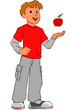 Vector Cartoon Boy with Apple