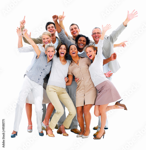 Photo: Excited group of business people-isolated Excited group of business people-isolated