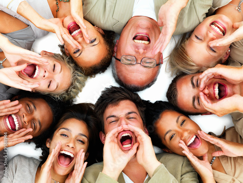 Photo: Group of people yelling-hey!! Group of people yelling-hey!!