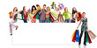 Happy shopping people. Isolated over white backfround.
