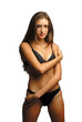 woman in underwear on  white background