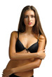 woman in underwear on  white background