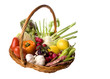 Isolated image of mixed vegetables in a basket.