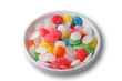 Candies in a dish closeup - with clipping path