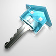 Isolated blue plastic transparent key Isolated blue plastic transparent key