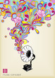 retro music background with phonograph