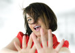young woman with red t-shirt 4