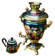 Samovar and teapot on the white background