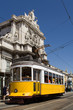 Typical Tram in Commerce Square, Lisbon, Portugal