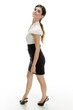 posing beautiful female with white background