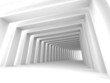 Turn of the shined corridor with columns and light
