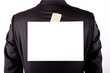 business man with a white sheet on the back on white background