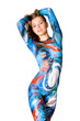 A set of photos of young slim women with body art painting