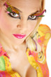 Long haired blonde woman in makeup