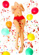 sensual sexy caucasian girl laying with candy around her