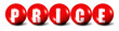 red price word made of spheres on white background