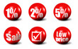 red 3D spheres printed with sale announcements