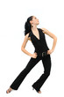 Portrait of trendy hispanic woman posing isolated over white