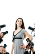 Photographers are taking a picture of a film star